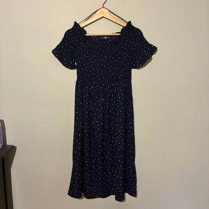 Vine & Love Navy Blue Dress with White Dots
